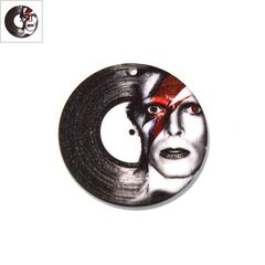Πλέξι Ακρυλικό Μοτίφ Δίσκος Βινυλίου David Bowie 40mm - Μαύρο/Άσπρο/Κόκκινο ΚΩΔ:71460274.018-NG