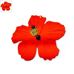 Πλέξι Ακρυλικό Μοτίφ Λουλούδι Ιβίσκος 79x69mm - Κόκκινος Καθρέπτης/Κίτρινο/Multi ΚΩΔ:71460382.100-NG