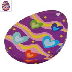 Πλέξι Ακρυλικό Μοτίφ Αυγό Καρδιές 32x43mm - Διαφανές/ Μωβ/ Ροζ/ Κίτρινο/ Multi ΚΩΔ:7146E029.001-NG