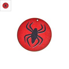 Ξύλινο Μοτίφ Στρογγυλό Αράχνη 50mm - Κόκκινο/Μαύρο ΚΩΔ:76460232.006-NG