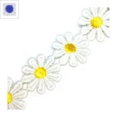 Κορδέλα Συνθετική με Λουλούδια 25mm (~3γιάρδες/πακέτο) - Μπλε ΚΩΔ:77090307.001-NG