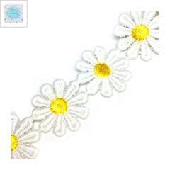 Κορδέλα Συνθετική με Λουλούδια 25mm (~3γιάρδες/πακέτο) - Γαλάζιο ΚΩΔ:77090307.003-NG