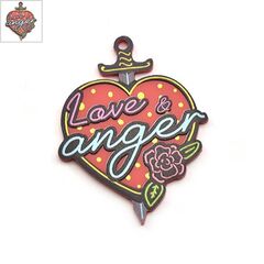 Πλέξι Ακρυλικό Μοτίφ Καρδιά Σπαθί "Love & Anger" 39x50mm - Κόκκινο/Multi ΚΩΔ:71460521.001-NG