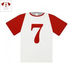 Ξύλινο Μοτίφ Φανέλα Ποδοσφαίρου "7" 66x54mm - Κόκκινο/ Άσπρο ΚΩΔ:76460613.002-NG