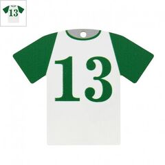 Ξύλινο Μοτίφ Φανέλα Ποδοσφαίρου "13" 66x54mm - Πράσινο/ Άσπρο ΚΩΔ:76460613.003-NG