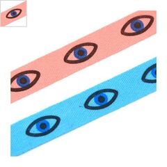 Κορδέλα Βαμβακερή Μάτι 10mm (10μέτρα/καρούλι) - Ροζ/Μαύρο/Μπλε Σκούρο ΚΩΔ:77090432.002-NG