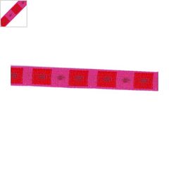 Κορδέλα Συνθετική Διπλής Όψης Τετραγωνάκια 10mm - Φούξια/Κόκκινο ΚΩΔ:77090041.001-NG