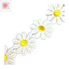 Κορδέλα Συνθετική με Λουλούδια 25mm (~3γιάρδες/πακέτο) - Σομόν ΚΩΔ:77090307.004-NG