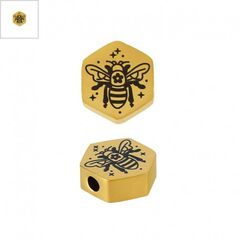 Ανοξείδωτο Ατσάλι 304 Εξάγωνο Μέλισσα Περαστό 11x9.8mm(Ø2mm) - 18Κ Χρυσό/ Μαύρο ΚΩΔ:S0869.422003-NG