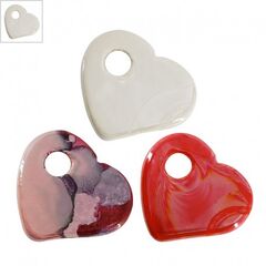 Κεραμικό Μοτίφ Καρδιά με Σμάλτο 38x35mm/5.2mm - Άσπρο ΚΩΔ:0281436.2002-NG