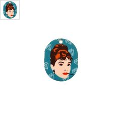 Πλέξι Ακρυλικό Μοτίφ Οβάλ Audrey Hepburn 24x30mm - Multi/Άσπρο ΚΩΔ:71460315.018-NG