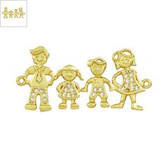 Μεταλλικό Μπρούτζινο Οικογένεια Ζιργκόν για Μακραμέ 32x18mm - Χρυσό/ Διαφανές ΚΩΔ:78110206.422-NG