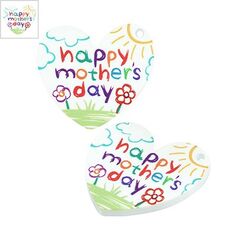Πλέξι Ακρυλικό Μοτίφ Καρδιά "happy mother’s day" 35x42mm - Άσπρο Μαρμαριζέ/ Multi ΚΩΔ:71460845.001-NG