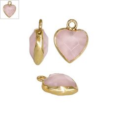 Ημιπολύτιμη Πέτρα Χαλαζίας Μοτίφ Καρδιά 12mm - Ροζ/Χρυσό ΚΩΔ:72780034.201-NG