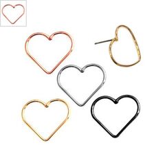 Μεταλλικό Ορειχάλκινο (Μπρούτζινο) Σκουλαρίκι Καρδιά 18x17mm - Ε-Ροζ Χρυσό ΚΩΔ:78010419.332-NG