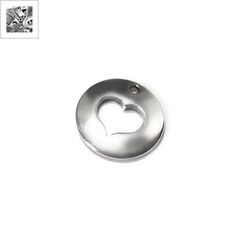 Μεταλλικό Ζάμακ Χυτό Μοτίφ Καρδιά Στρογγυλό 16mm - 999° Επάργυρο Αντικέ ΚΩΔ:78412060.027-NG