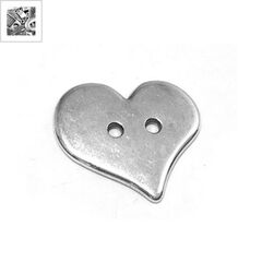 Μεταλλικό Ζάμακ Χυτό Στοιχείο Καρδιά Κουμπί 20x17mm (Ø1.8mm) - 999° Επάργυρο Αντικέ ΚΩΔ:78412471.027-NG