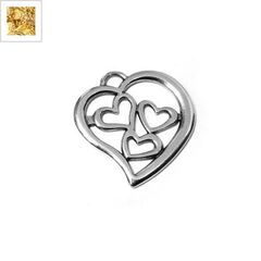 Μεταλλικό Ζάμακ Χυτό Μοτίφ Καρδιά με 3 Καρδιές 27x24mm - 24K Επίχρυσο ΚΩΔ:78412489.022-NG