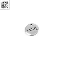 Μεταλλικό Ζάμακ Χυτό Μοτίφ Στρογγυλό ''love'' 10mm (Ø1.2mm) - 999° Επάργυρο Αντικέ ΚΩΔ:78413411.027-NG