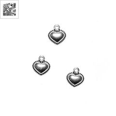 Μεταλλικό Ζάμακ Χυτό Μοτίφ Καρδιά 12x10mm - 999° Επάργυρο Αντικέ ΚΩΔ:78413661.027-NG