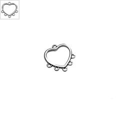 Μεταλλικό Ζάμακ Χυτό Μοτίφ Καρδιά 14x13mm - 999° Επάργυρο Αντικέ ΚΩΔ:78413889.027-NG