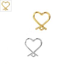 Μεταλλικό Ζάμακ Χυτό Σκουλαρίκι Καρδιά & Κρικάκι 13x15mm - Χρυσό ΚΩΔ:78520012.122-NG