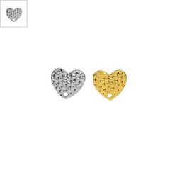 Μεταλλικό Ζάμακ Χυτό Σκουλαρίκι Καρδιά με Tρύπα 12mm - Ρόδιο ΚΩΔ:78520027.124-NG