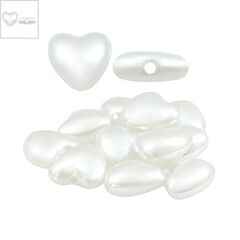 Πέρλα Συνθετική Χάντρα Καρδιά 11mm (Ø1mm) - Άσπρο Περλέ ΚΩΔ:80020139.001-NG