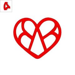 Ξύλινο Μοτίφ Καρδιά 65x56mm - Κόκκινο ΚΩΔ:76010209.001-NG