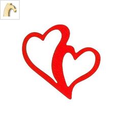 Ξύλινο Μοτίφ Καρδιά Διπλή 52x47mm - Φυσικό ΚΩΔ:76010211.000-NG