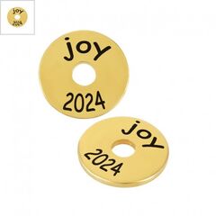 Μεταλλική Ροδέλα Στρογγυλό “joy 2024” 20mm/1.9mm (Ø5.2mm) - 24K Επίχρυσο/ Μαύρο ΚΩΔ:RE973.220016-NG