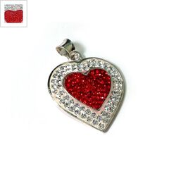 Ασήμι 925 Μοτίφ Καρδιά με Swarovski 23mm - Διαφανές/Κόκκινο ΚΩΔ:86070012.003-NG