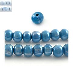 Κεραμική Χάντρα Στρογγυλή Ροδέλα με Σμάλτο 12mm (Ø4mm) - Γαλάζιο/Άσπρο Περλέ ΚΩΔ:0220074.0059-NG