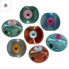 Κεραμική Χάντρα Μάτι Στρογγυλή με Σμάλτο 15mm - Ροζ Απαλό/ Γαλάζιο/ Μαύρο ΚΩΔ:A1079.000446-NG