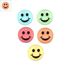 Πλέξι Ακρυλικό Μοτίφ Στρογγυλό Πρόσωπο Χαμόγελο 17mm - Πορτοκαλί Ανοιχτό/Μαύρο ΚΩΔ:71460608.004-NG